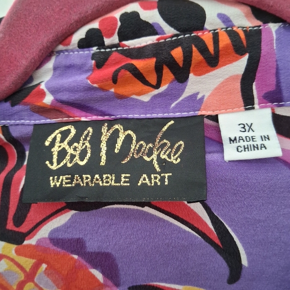 BOB MACKIE Pink Art Design Button Down Shirt Size 2X - Picture 3 of 9